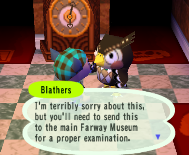 Blathers tells me I will have to mail my fossils to the museum.