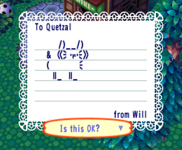 I send Quetzal a crude text mode drawing of a cat.